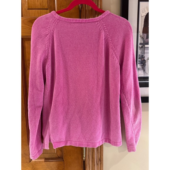 Lilly Pulitzer Pink Chenille Sweater Gold Shell Pineapple Palm Buttons Medium - Picture 8 of 10